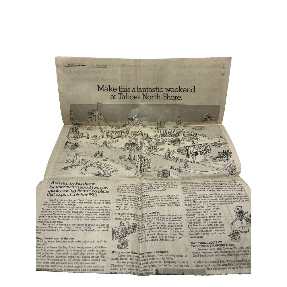 San Francisco Chronicle Newspaper August 1975 70s North Shore Tahoe Kings Beach